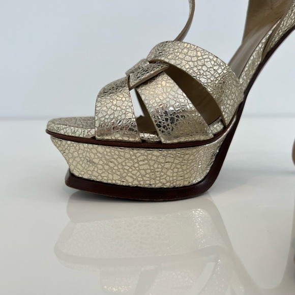 YVES SAINT LAURENT GOLD TRIBUTE SANDALS SIZE 7.5 - Picture 15 of 16